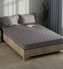 Monkler Steel Grey 100% Cotton Abstract King Size Bedsheet with 2 Pillow Covers